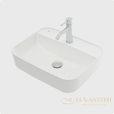 раковина накладная aquame aqm5001, 505*400 мм, 1 отверстие под смеситель, белый глянцевый