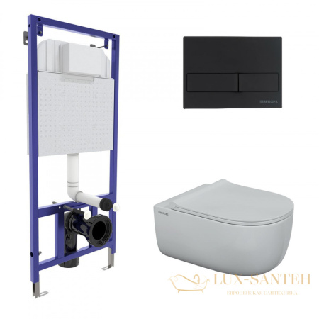 комплект berges 043204: подвесной унитаз ego xl с системой инсталляции novum 525 и панелью смыва, черный матовый