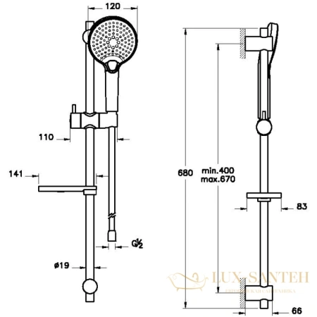 душевой гарнитур vitra bliss a4574326exp, медь