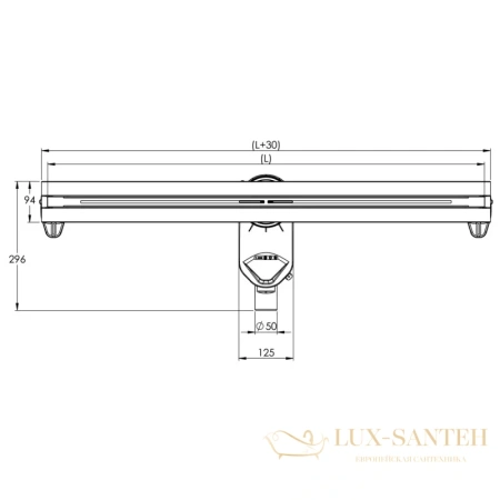 душевой канал berges super line 090182 750 мм, матовый хром