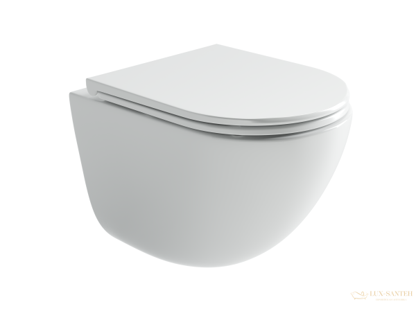 унитаз подвесной ceramica nova vogue, cn4008t, смыв торнадо, безободковый, с сиденьем микролифт, белый