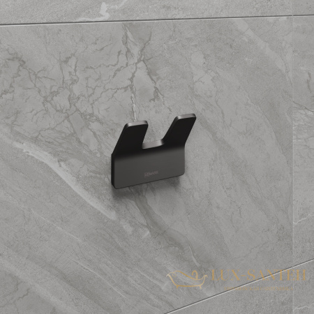 крючок двойной lemark smooth line 9716006 для полотенец и халатов, графит