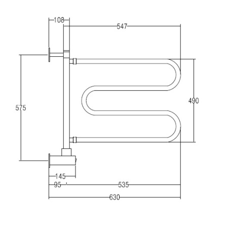 полотенцесушитель электрический margaroli vento 500crb, высота 61см, ширина 64,5 см, хром