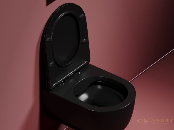 унитаз подвесной ceramica nova modena cn6063mb безободковый, с сиденьем микролифт, черный матовый