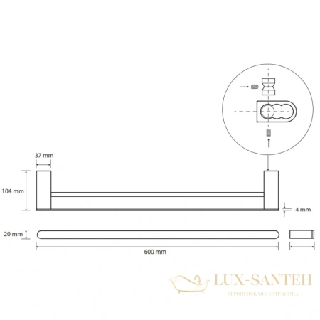 полотенцедержатель 60 см bemeta galla 108104050, черный матовый/розовое золото