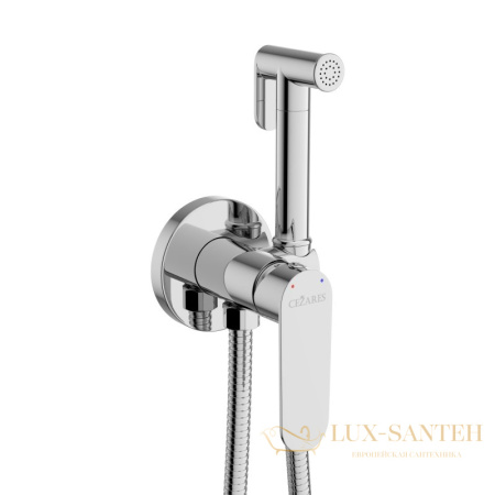 гигиенический душ со встраиваемым смесителем и встроенной частью cezares stylus-dif-01, хром глянцевый