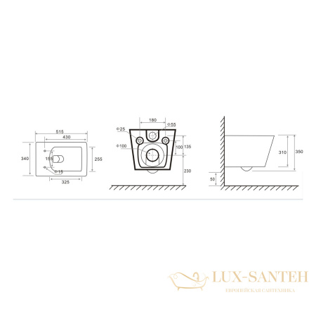 комплект tece tecespring v k955202wcs с подвесным унитазом и панелью смыва tecespring v, черный матовый/хром