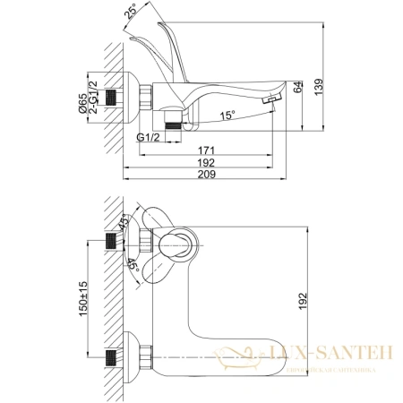 смеситель d&k venice.baciano da1033259 для ванны, золотой/черный матовый