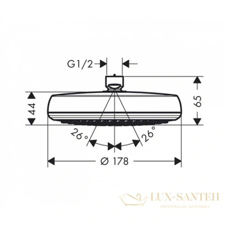 верхний душ hansgrohe crometta 160 1jet 26577400 белый/хром
