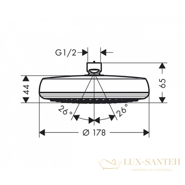 верхний душ hansgrohe crometta 160 1jet 26577400 белый/хром