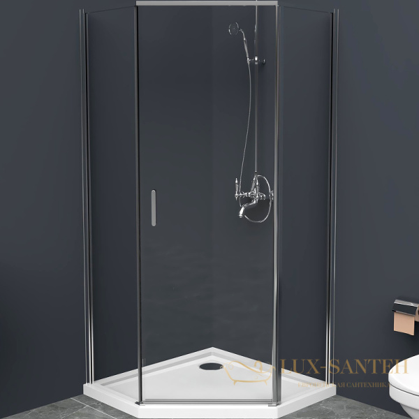 душевой уголок belbagno uno uno-195-p-1-80-c-cr 80х80 см профиль хром, стекло прозрачное 