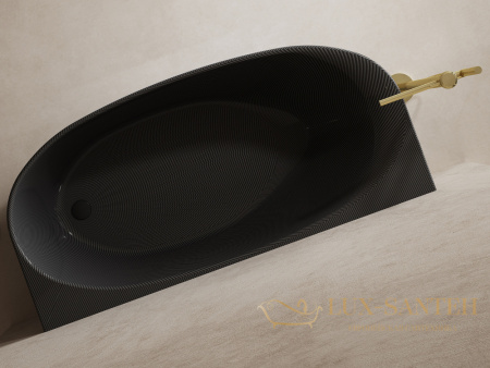 ванна пристенная из карбона abber karbon ak9004, 170х80х55h см, черный глянцевый