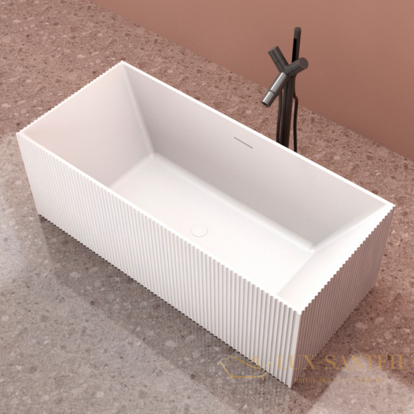 ванна свободностоящая из искусственного камня abber stein as9602, 170х75х55h см, белый матовый 