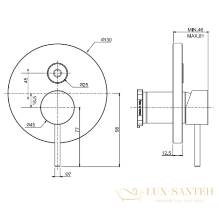 смеситель для душа, встраиваемый  fima carlo frattini spillo up f3039e2or, на 2 выхода, золото