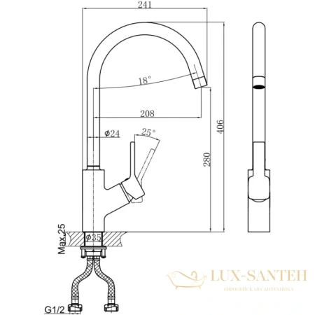 смеситель d&k rhein.dusseldorf da1492401 для кухни, хром
