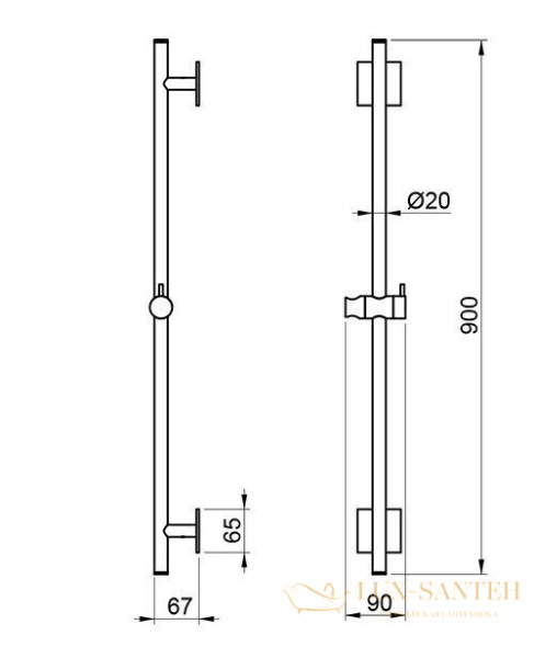 душевая штанга almar 316 collection e087076.316, нержавеющая сталь брашированная