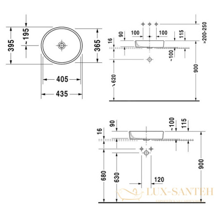 раковина накладная duravit starck 2 2321440000 ⌀ 435 мм, белый