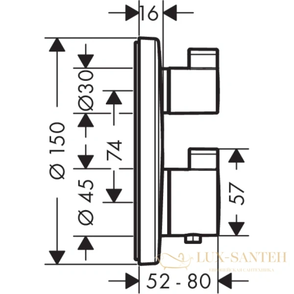 термостат для ванны с душем hansgrohe ecostat s 15758000 с запорным/переключающим вентилем, хром