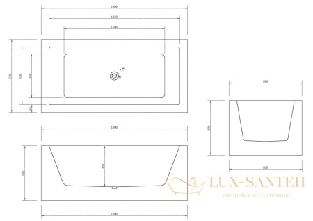 ванна акриловая свободностоящая abber ab9406-1.6, белый глянцевый