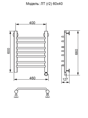 полотенцесушитель электрический ника trapezium лт (г2) 60/40 правый тэн, цвет хром