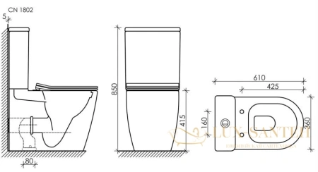 унитаз-компакт безободковый ceramica nova highlight cn1802 с сиденьем микролифт, белый