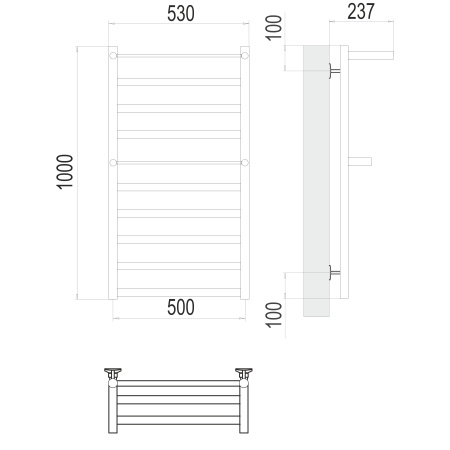 полотенцесушитель водяной terminus хендрикс 4670078529824 с полкой п10 500x1000