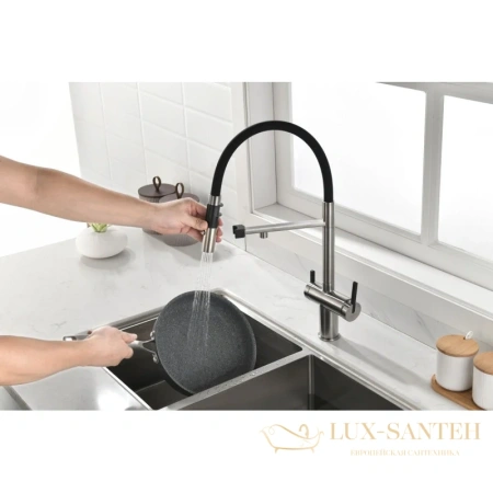 смеситель paulmark gravity gr213188-ni для кухни с подключением к фильтру, никель