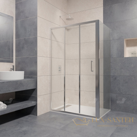 душевая стенка rgw 06223310-11 z-33 100, профиль хром, стекло прозрачное