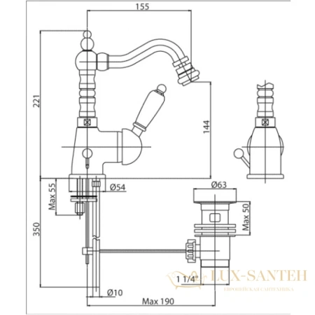 смеситель cezares elite elite-bsm2-03/24-bi для биде, золото 24 карата
