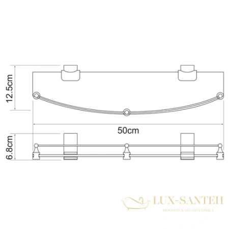 полка стеклянная wasserkraft leine k-5044 50 см, хром