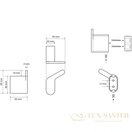 крючок bemeta organic 167106190 для ванны, черный матовый