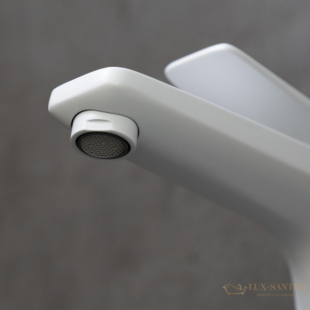 смеситель для раковины lemark bronx lm3709mw, с донным клапаном, белый матовый