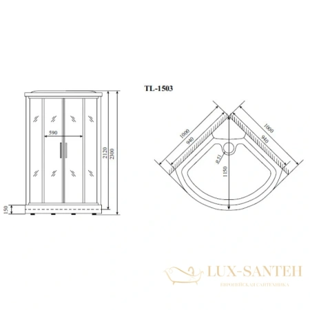 душевая кабина timo lux tl-1503 102x102x230 см, стекло прозрачное