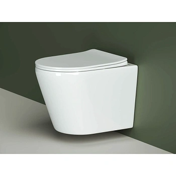 подвесной безободковый унитаз ceramica nova highlight cn1804 с сиденьем микролифт, белый