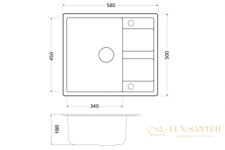 кухонная мойка zorg granit gr 580 black bronze, черный/бронза