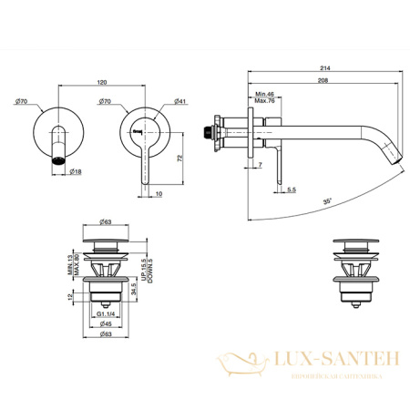 смеситель для раковины встраиваемый fima carlo frattini snap, f3121wlx8cr, хром глянцевый