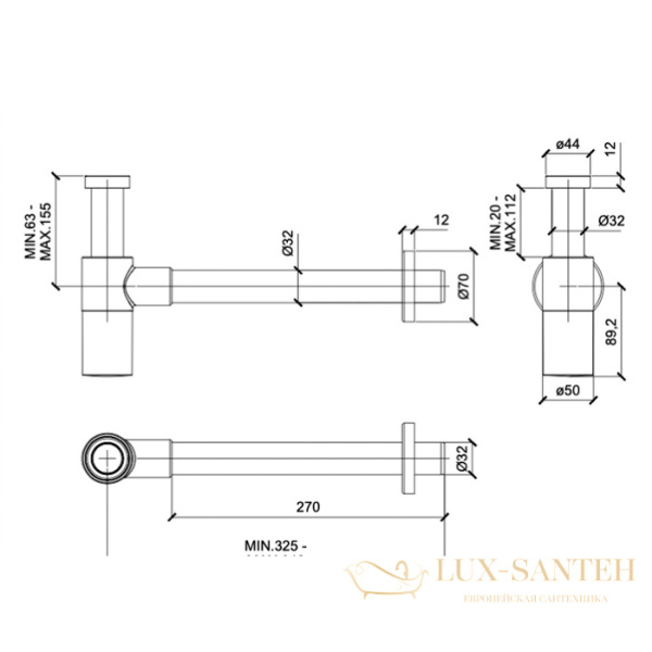сифон для раковины almar mixers e096002.cr, хром