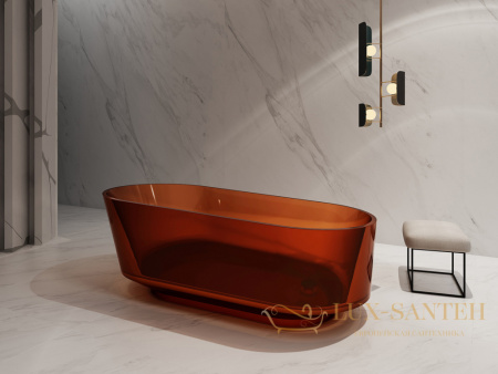 ванна свободностоящая прозрачная abber kristall kristall at9706opal, 170х80х58h см, коричневый глянцевый