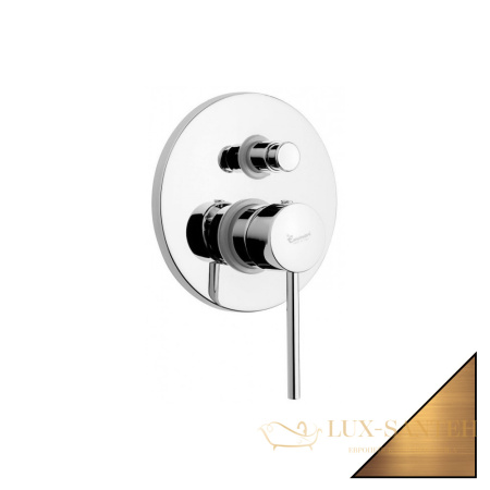 встраиваемый однорычажный смеситель emmevi piper 45019/br для душа на 2 выхода с кнопочным дивертером, бронза