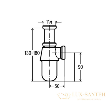 сифон viega 106164 для раковины без отводного патрубка, хром глянцевый