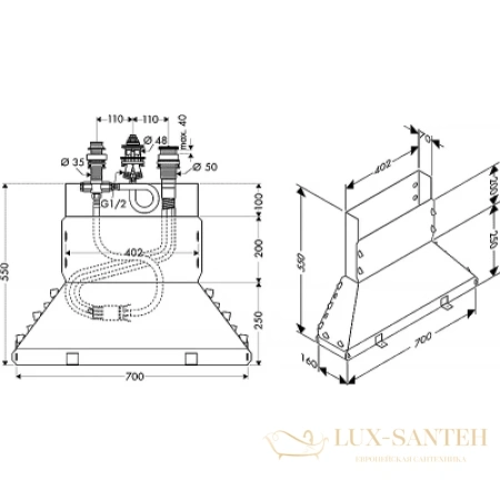 скрытая часть смесителя hansgrohe на 3 отверстия на край ванны 13437180