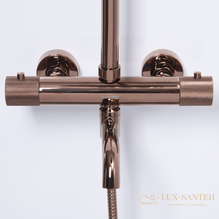 душевая система wasserkraft paar a18301 thermo 300 мм, с термостатом, розовое золото