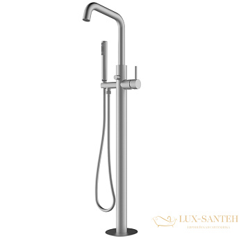 смеситель напольный для ванны bossini teo z00751.094, в комплекте со встроенной частью, никель шлифованный