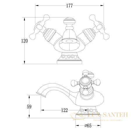смеситель для умывальника lemark jasmine lm6646b монолитный, бронза