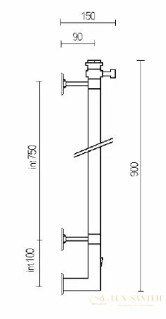 полотенцесушитель электрический margaroli arcobaleno 616 box 616bnb-900, высота 90 см, ширина 15 см, никель матовый