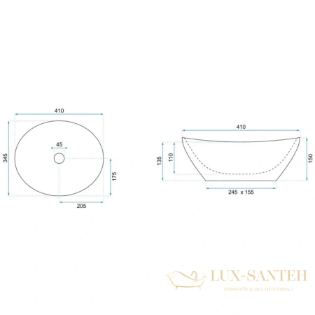 раковина rea sofia rea-u3287 41х34,5 см, белый/золото