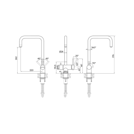 смеситель paulmark wetter we213030-401 для кухни с подключением к фильтру, хром/антрацит
