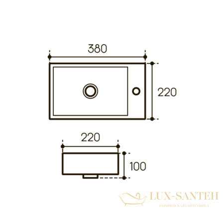 раковина подвесная aqueduto pequeno, peqr0210, 380*220 мм, 1 отверстие под смеситель, правосторонняя, белый глянцевый