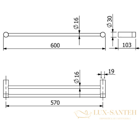 полотенцедержатель двойной 600 мм, kludi vela r, 5898805, хром глянцевый
