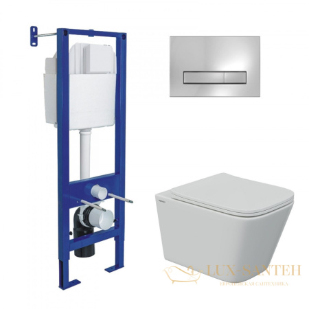 комплект berges 043348: подвесной унитаз floe s с системой инсталляции atom 410 и панелью смыва, хром глянцевый